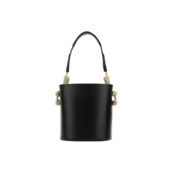 PRADA Cow Leather Bucket Bags Handbags Unisex Black