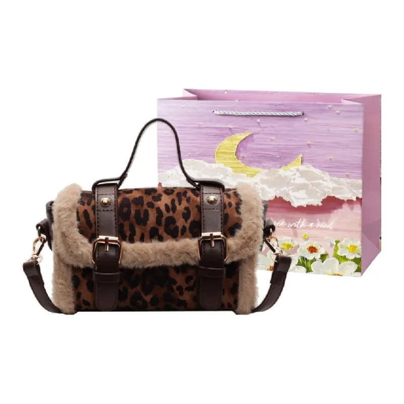 Bansusu Plush One Shoulder Handbags Regular Women's Black/Brown-4