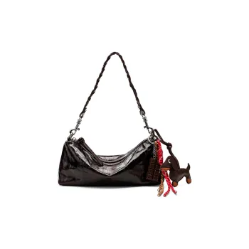 HONGU Cow Leather Shoulder Bag Regular Women's Pitch Black Coffee