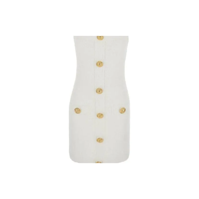 BALMAIN Halterneck Tweed Mini Dress-2