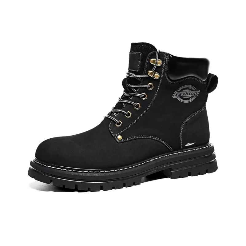 Kuding Martin Boots Unisex Black/Gold/Khaki-8