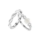 Mobius Camellia Mountain Couple Rings-999 Fine Silver