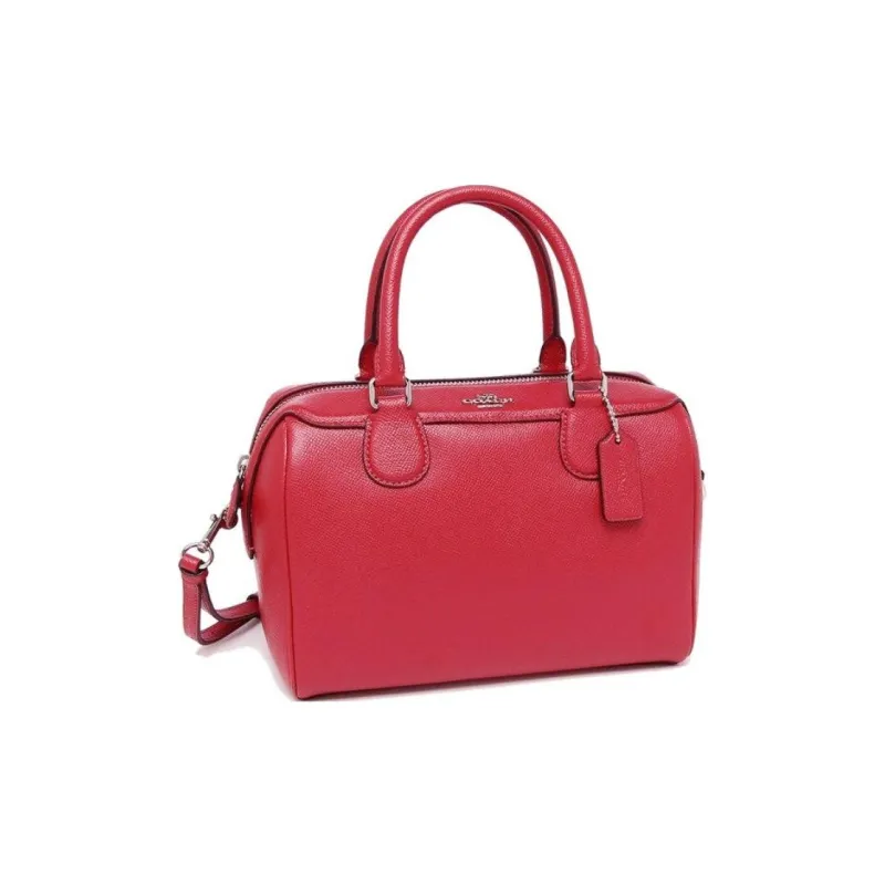 COACH Bennett Cow Leather Boston Bag Handbag Crossbody Bag Mini Women's Red-1