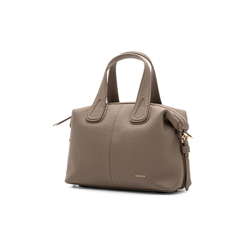 HONGU Cow Leather Boston Bag, One Shoulder Handbag Trumpets Women's Multicolor-1