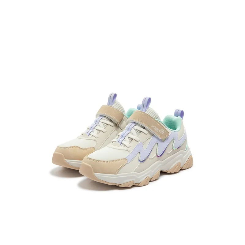 XTEP Kids Lifestyle Shoes White Sand Gray/Oatmeal Cream/Snow Cyan Purple Kids'-1