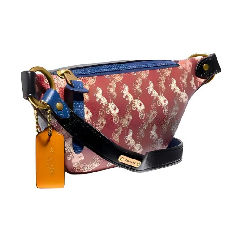 COACH Rivington Canvas Fanny Pack Regular Unisex Brass Red & Pink-1