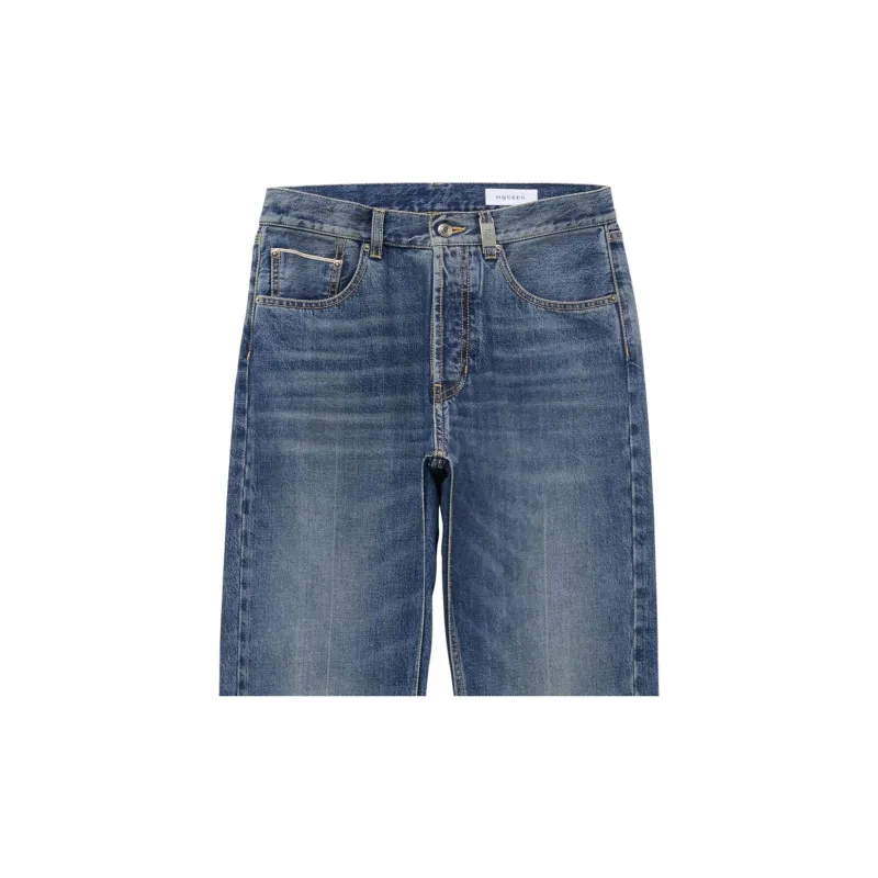 Alexander McQueen Logo Patch Straight Leg Jeans-4