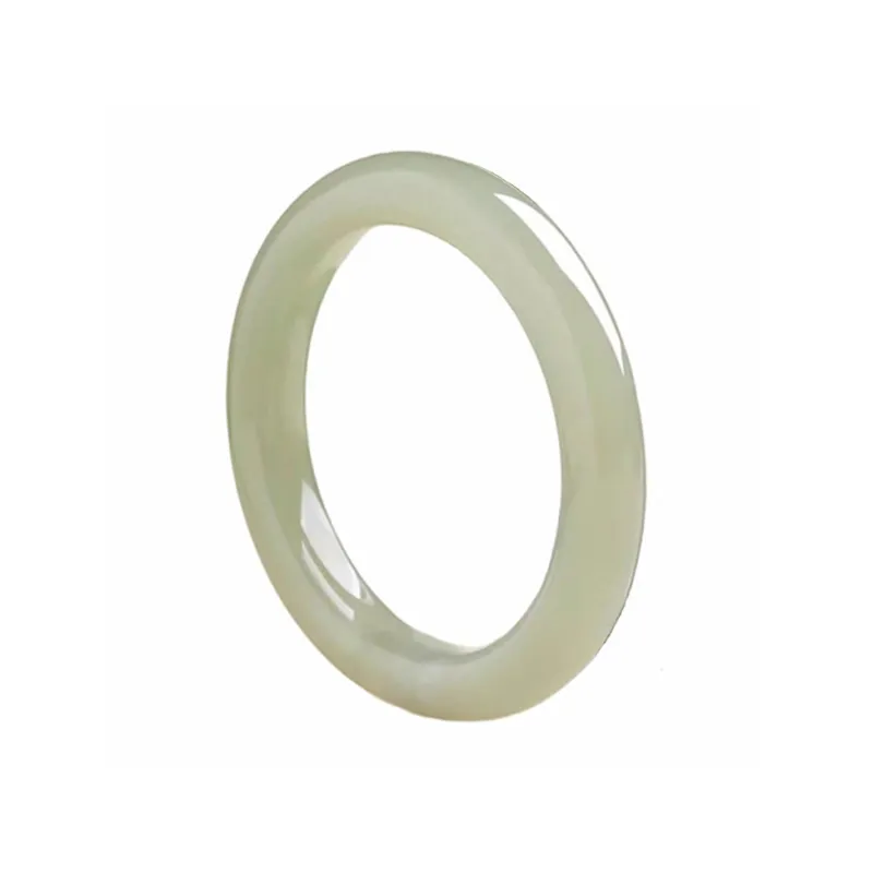 Cuizu Hetian Jade Bangles Pale Greenish White Jade Unisex-0