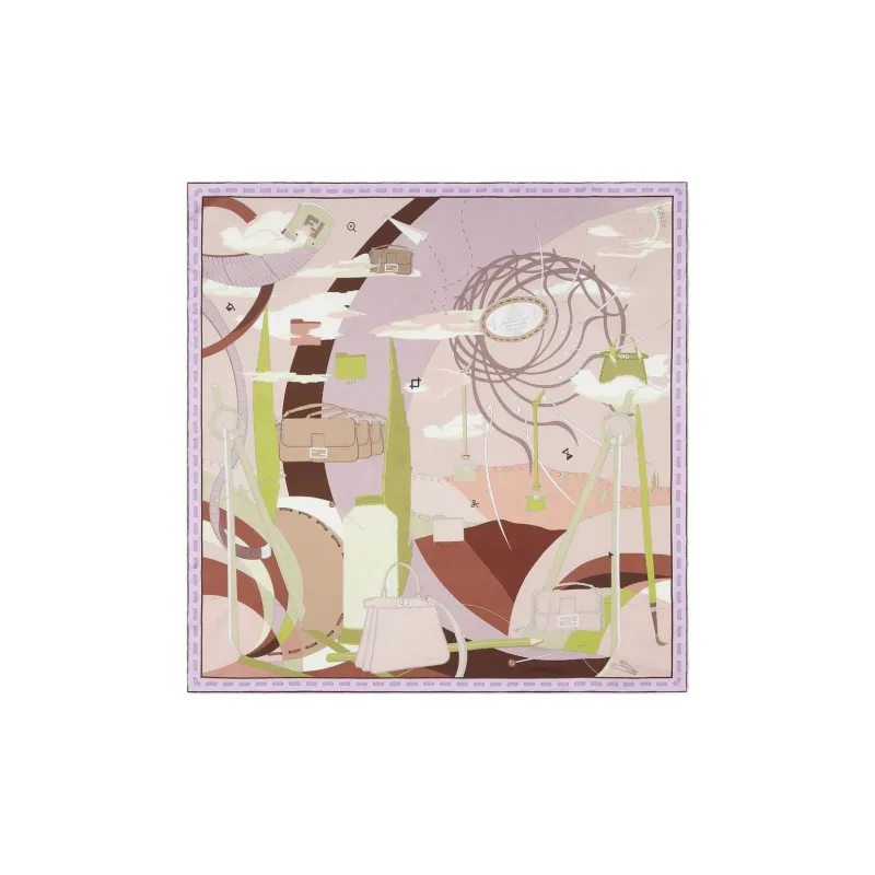 FENDI Silk Scarves Women's Pink-1