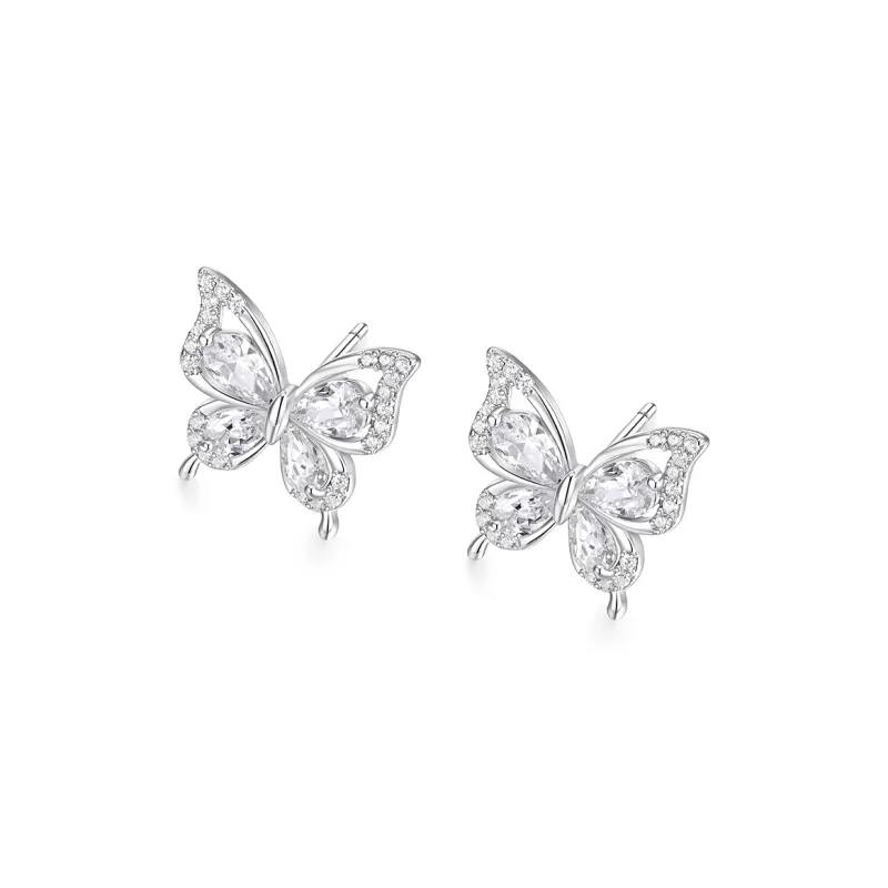 KADER Shimmering Butterfly Dance Series 925 Sterling Silver Stud Earrings Women's Silver BFF Gift Box Set-1