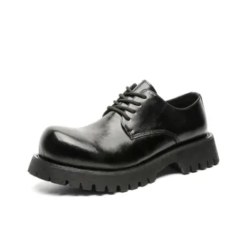 V05 Paris Derby Shoes Unisex British Style Comfortable Versatile Black Platform Height Increasing Big Head Shoes