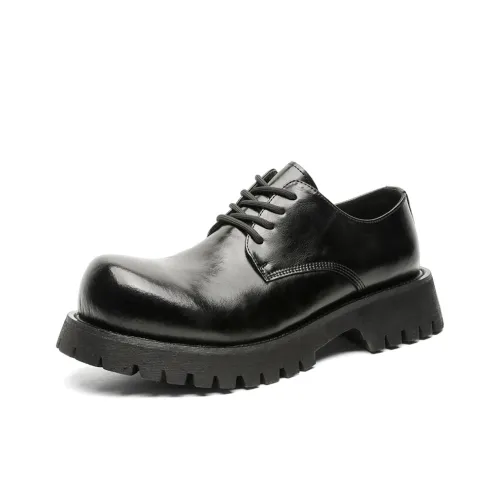 V05 Paris Derby Shoes Unisex British Style Comfortable Versatile Black Platform Height Increasing Big Head Shoes