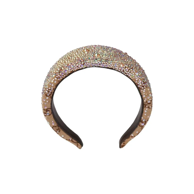 GUCCI Crystals Gg Canvas Hairband-1
