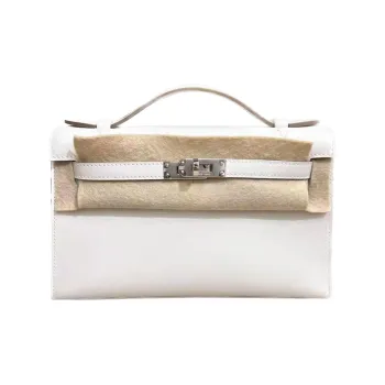 HERMES Mini Kelly Generation 1 Swift Leather Kelly Bag Handbags Women's M4 Gris Pale Cream Gray
