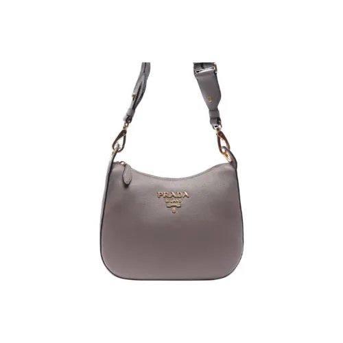 PRADA Cow Leather Crossbody Bag Shoulder Bag Women's Gray
