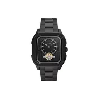 FOSSIL Wrist Watch Automatic Mechanical Movement Stainless Steel Strap 42mm Black Dial Unisex