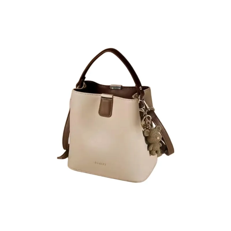 JOSINY Cow Leather Bucket Bag, Shoulder Bag, Crossbody Bag, Handbag Regular Women's Apricot-2