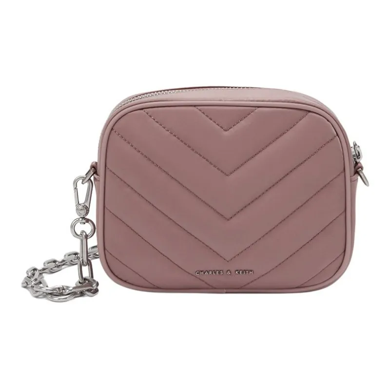 CHARLES&KEITH Fabric Small Square Bag Combo Shoulder Bag Regular Women's Black/Pink-3