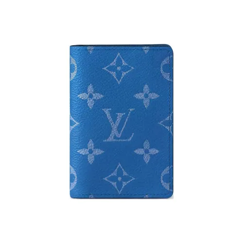 LOUIS VUITTON Leather Wallet Men's Blue