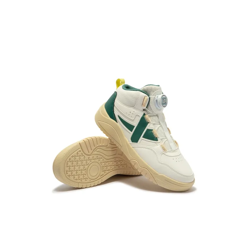 XTEP Non slip Support Mid Top Kids' Skateboarding Shoes Sail White Velour Pine Wood Color Kids'-4