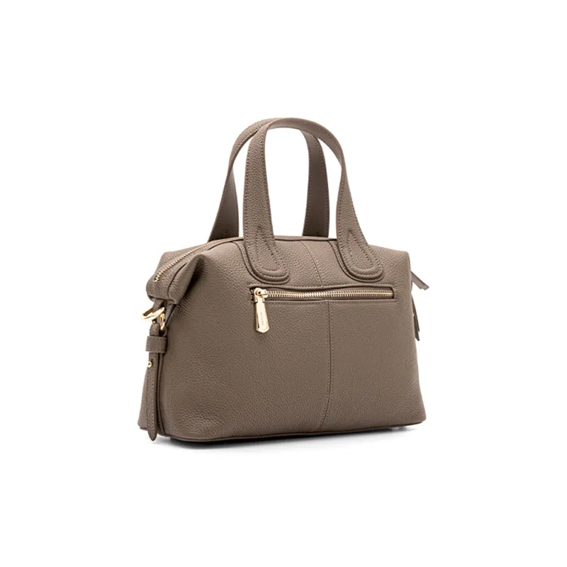 HONGU Cow Leather Boston Bag, One Shoulder Handbag Trumpets Women's Multicolor-2