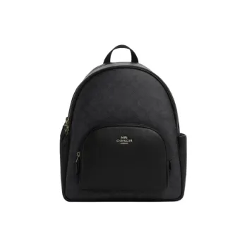 COACH Court PVC Polyvinyl Chloride Backpack Medium Size Women's Charcoal Black & Black