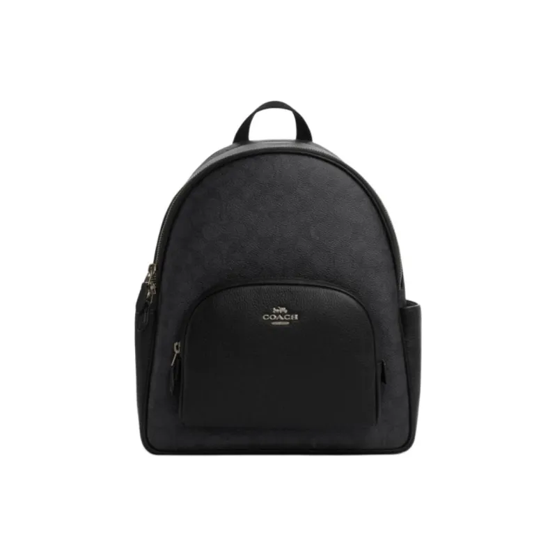 COACH Court PVC Polyvinyl Chloride Backpack Medium Size Women's Charcoal Black & Black-0