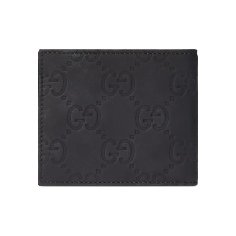 GUCCI Rubber Leather Wallet Men's Black-2