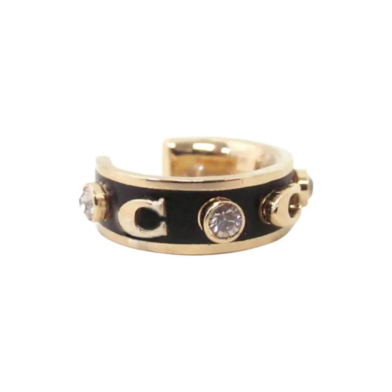 COACH Brass, Enamel, Glass, Cubic Zircon Clip On Earrings Women's Gold-3