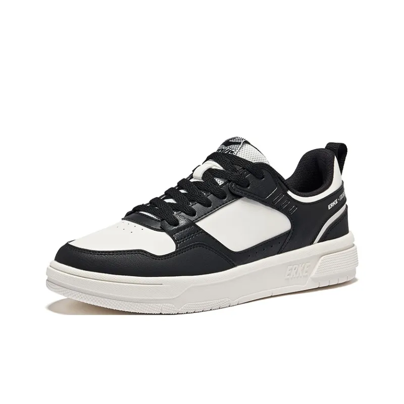 Erke Pioneer Wear-Resistant Slip-Resistant Low-Top Skateboard Shoes Men's Microcrystal White/Jet Black-2