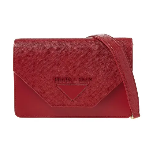 PRADA Calfskin Shoulder Bag Crossbody Bag Women's Red