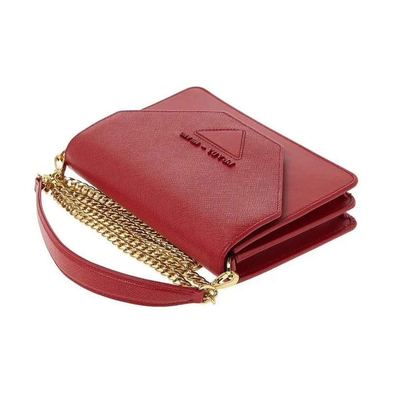 PRADA Calfskin Shoulder Bag Crossbody Bag Women's Red-3