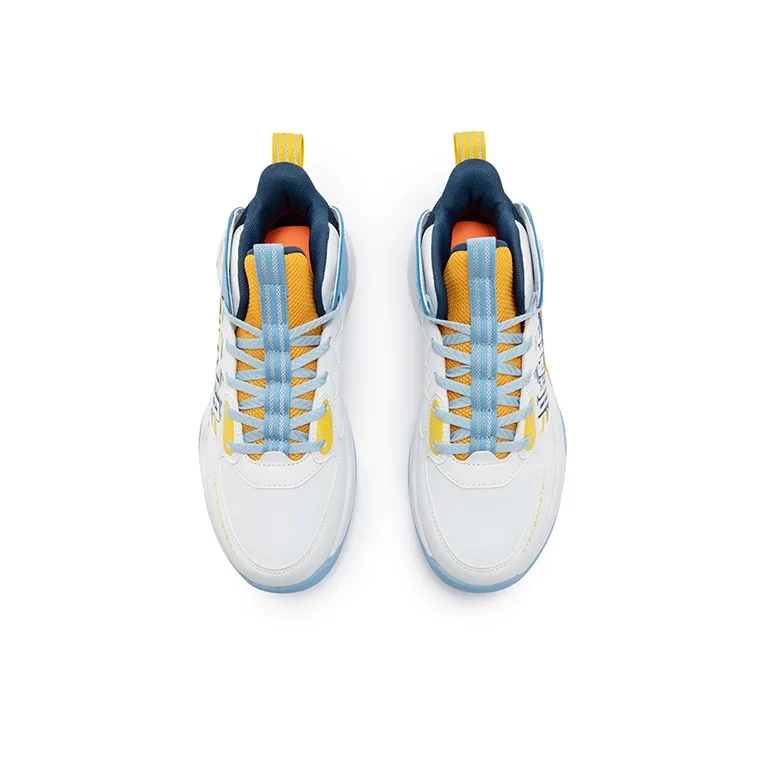 XTEP Anti Slip Wear Resistant High Top Children's Basketball Shoes White Blue Kids'-2
