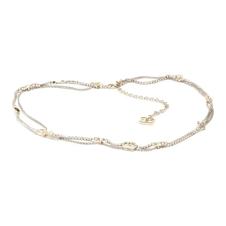 CHANEL Metal Artificial Pearl Rhinestone Waist Chains Women's Gold --0