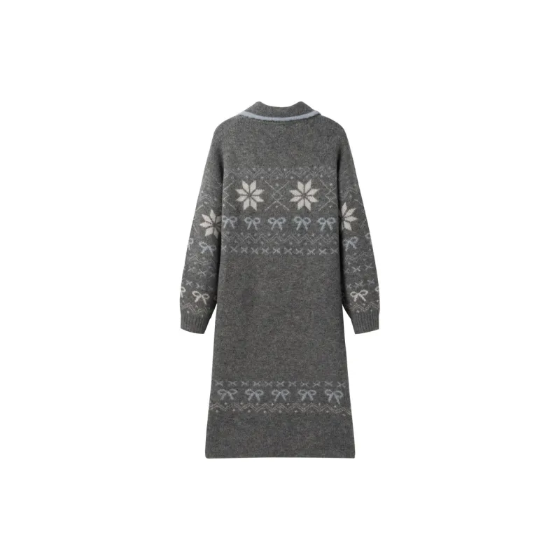 LEDIN Long Sleeved Dress Women's Silver Candle Gray-1