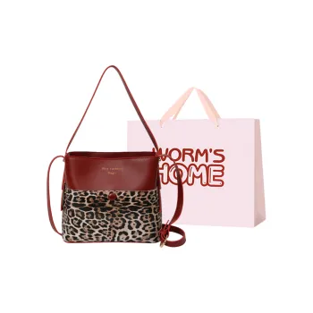 Worm's Home PU Handbag Shoulder Bag Crossbody Bag Women's Burgundy/Light Brown