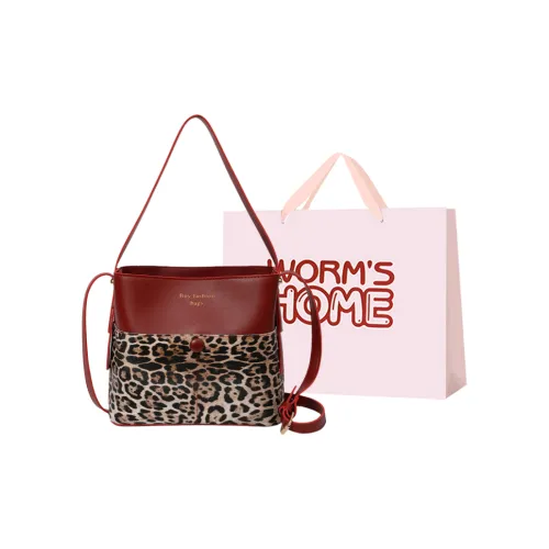 Worm's Home PU Handbag Shoulder Bag Crossbody Bag Women's Burgundy/Light Brown