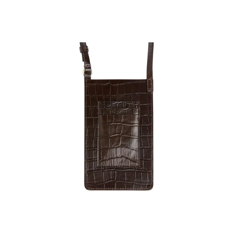 ARKET Cow Leather Cell Phone Pouch Shoulder Bag Crossbody Bag Small Size Women's Dark Brown-3