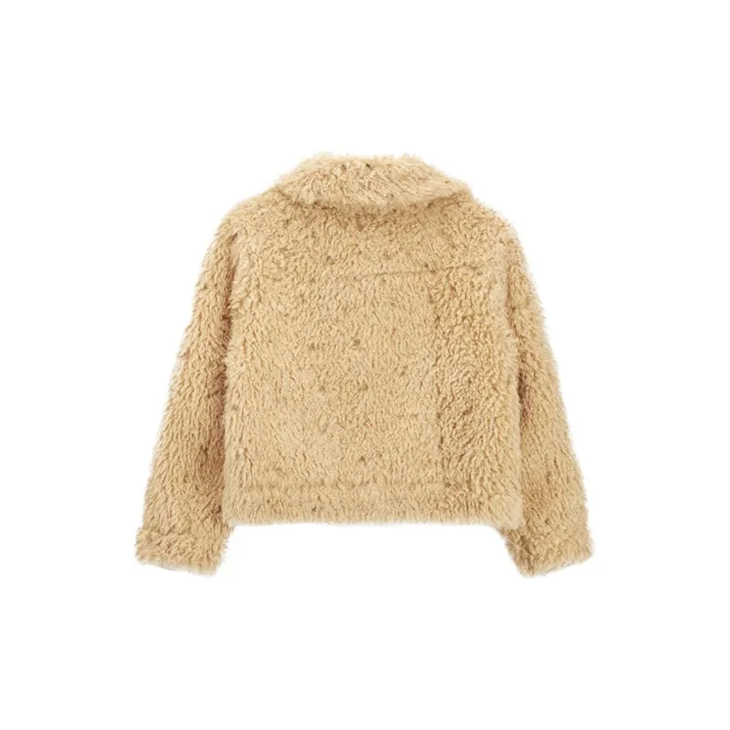 Ed Hardy FW24 Velvet feel Coat Women's Camel-1