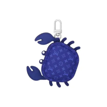 LOUIS VUITTON Crab Leather Crab Bag Coin Purse Earphone Case Charm Bag Merch Men's Indigo