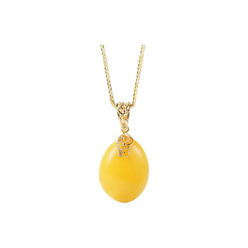 S&A Inlaid Amber Beeswax Necklaces Women's-0