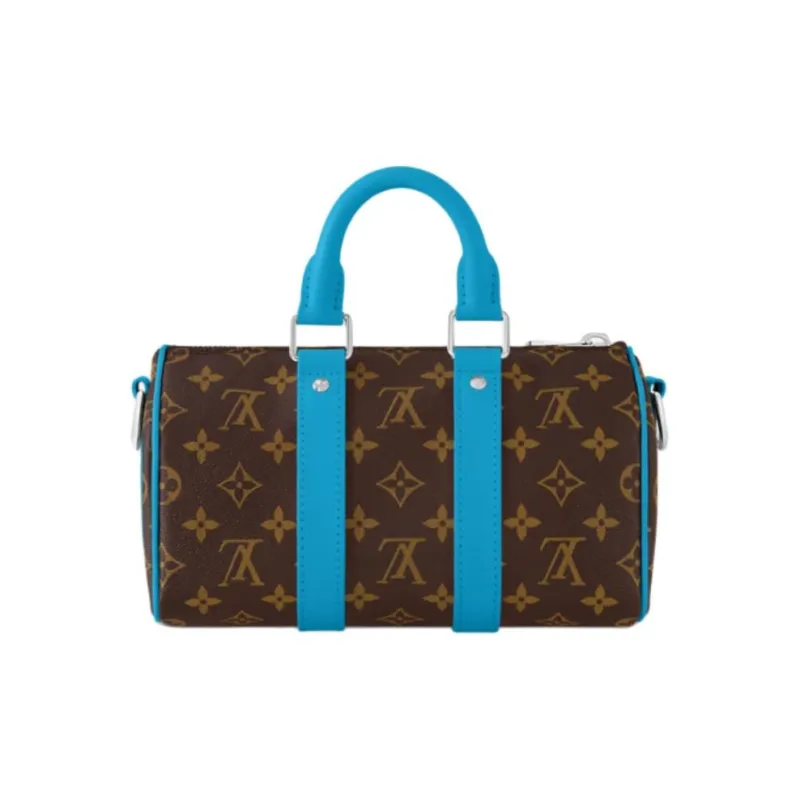 LOUIS VUITTON Coated Canvas Handbag Shoulder Bag Crossbody Bag Men's Blue & Brown-1