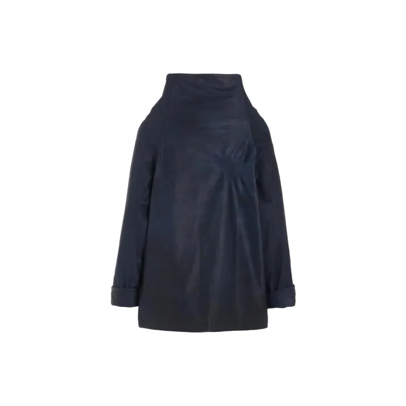 Yohji Yamamoto Y's FW24 Leather Jacket Women's Marine Blue-1