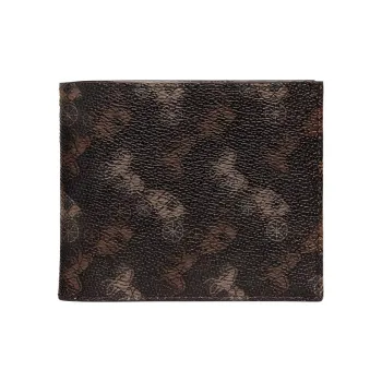 COACH Billfold Wallet Leather Wallet Men's Dark Brown & White Lining