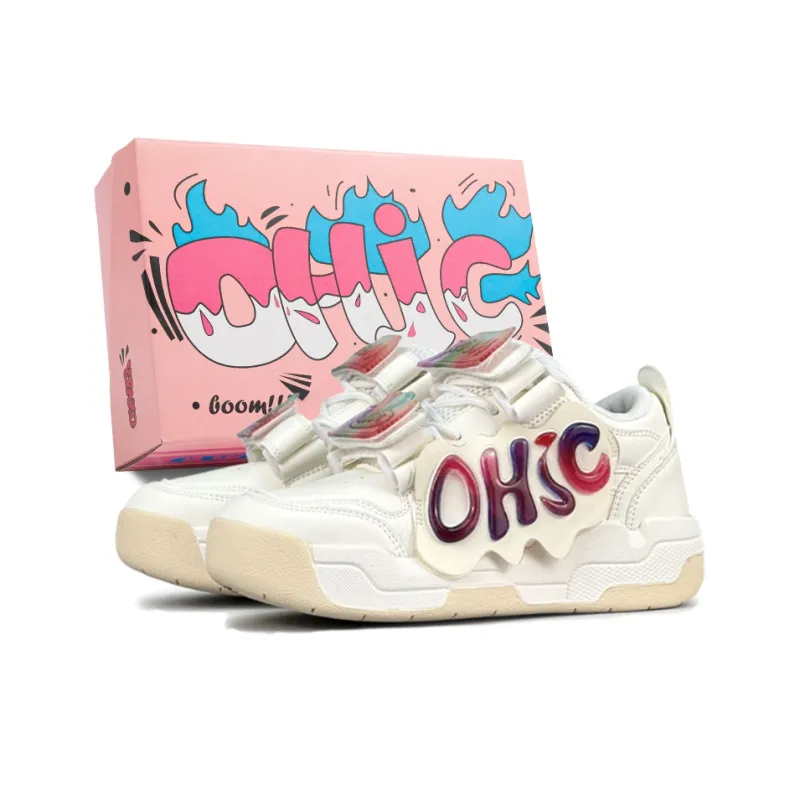 OHJC Skateboard Shoes Women's Low Top Full Of Stars/Dream Pink/Bubble Pomegranate-12