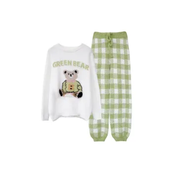 WANANNI Pajama Set Women's White Green