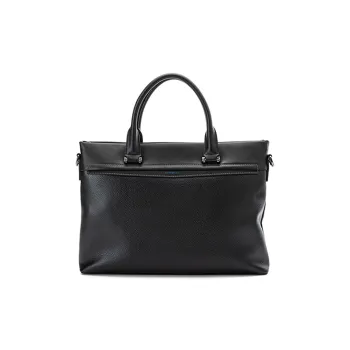 HONGU Cow Leather Briefcases Men's Pitch Black