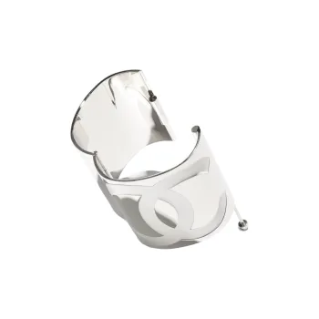 CHANEL Metal Resin Bangles Women's Silver