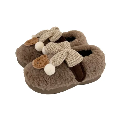Thin Strips Cotton Slippers Women's Khaki