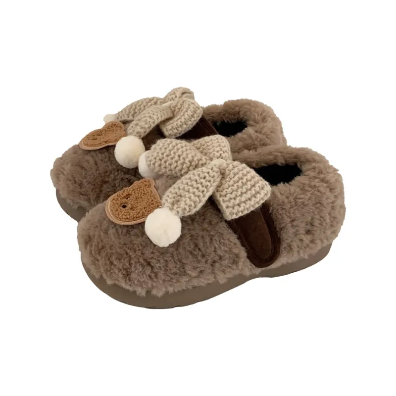 Thin Strips Cotton Slippers Women's Khaki-0
